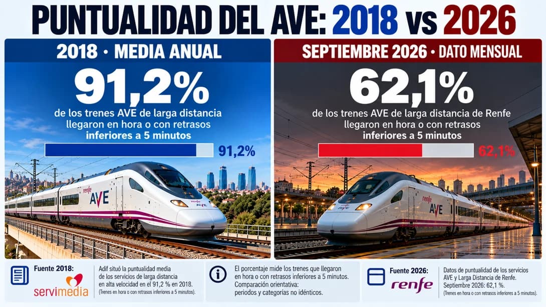 Pérdida de 30 puntos en puntualidad