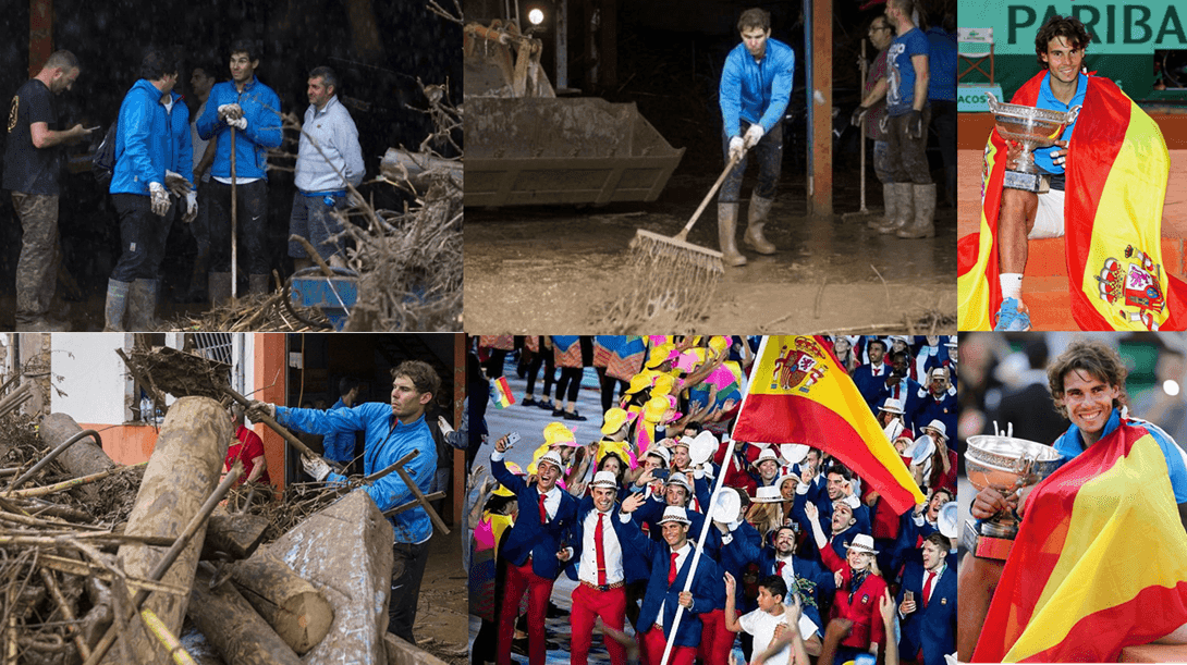 Rafael Nadal ayudando en riadas de Mallorca y abanderado JJOO de Rio de Janeiro