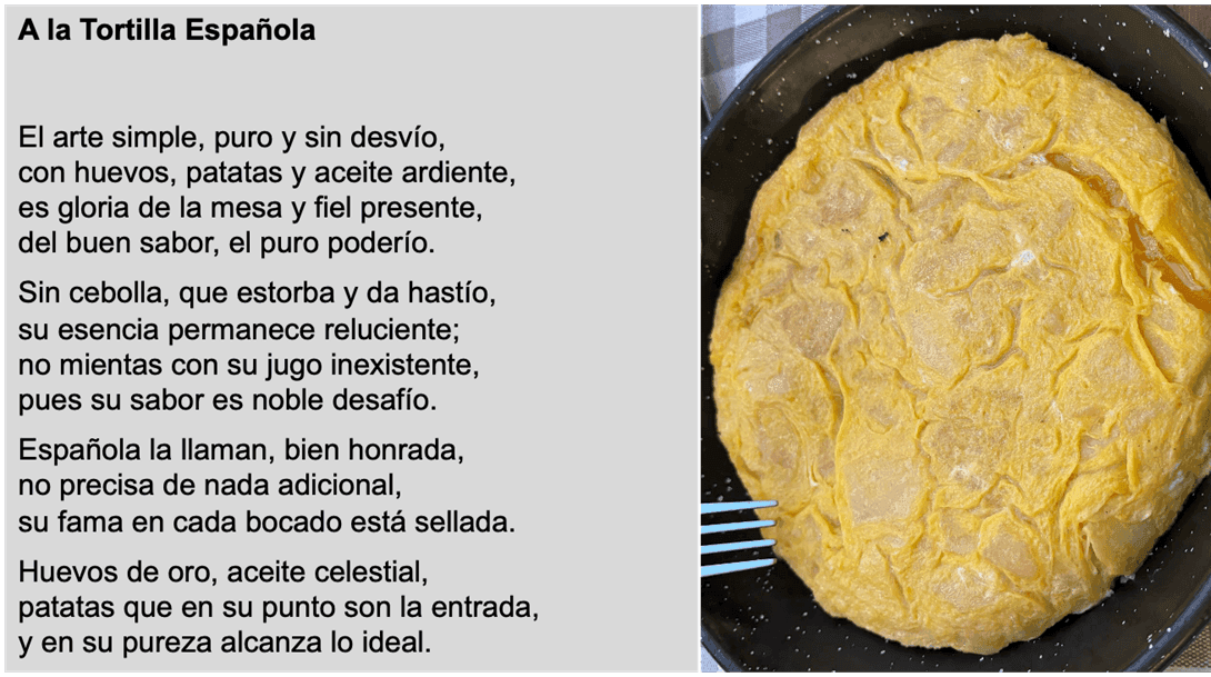 Poesía a la tortilla española