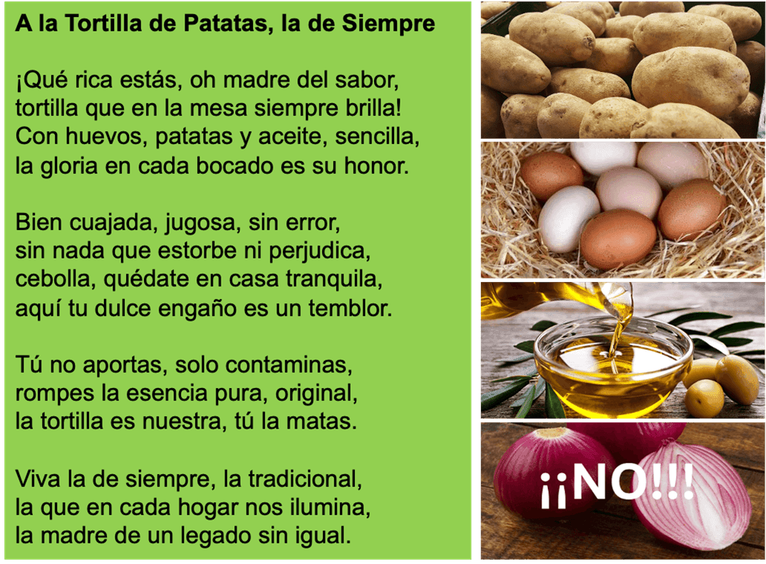 Soneto a la tortilla de patatas, la de siempre