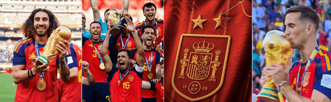 Jugadores españoles celebrando el título de campeones del mundo 2026.