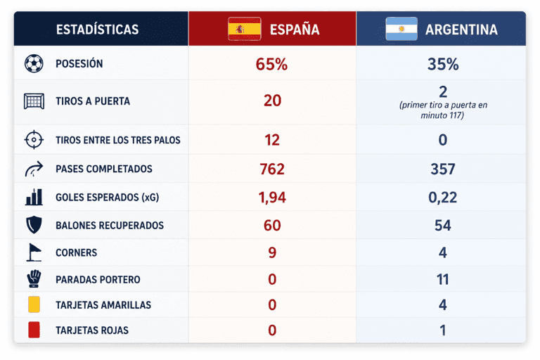 Estadísticas de la final España-Argentina