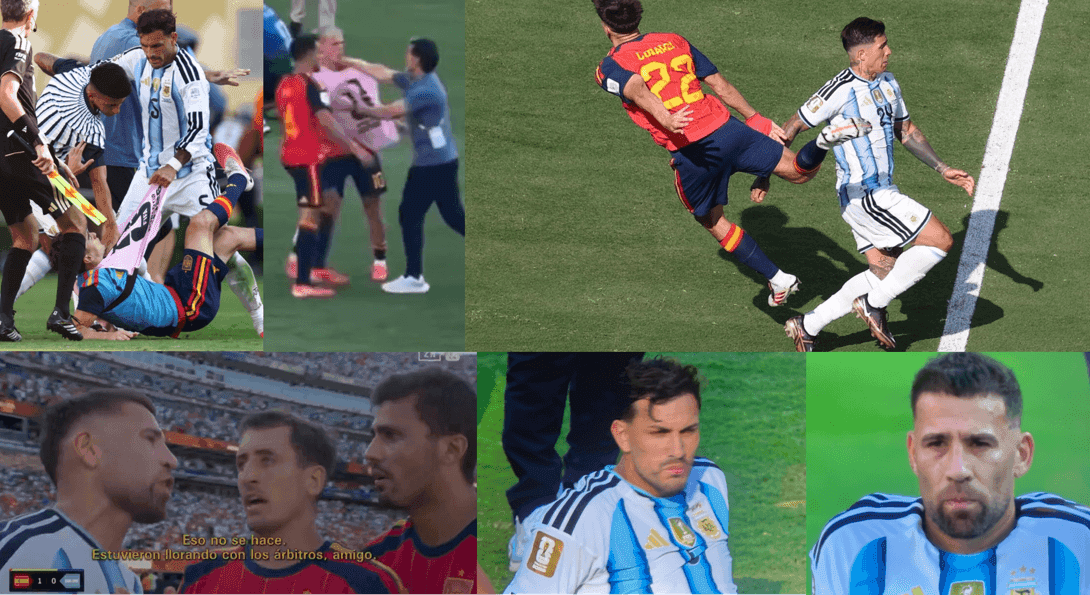 Escenas lamentables protagonizadas por ciertos jugadores argentinos al terminar la final. Otros compañeros exhibieron la deportividad natural
