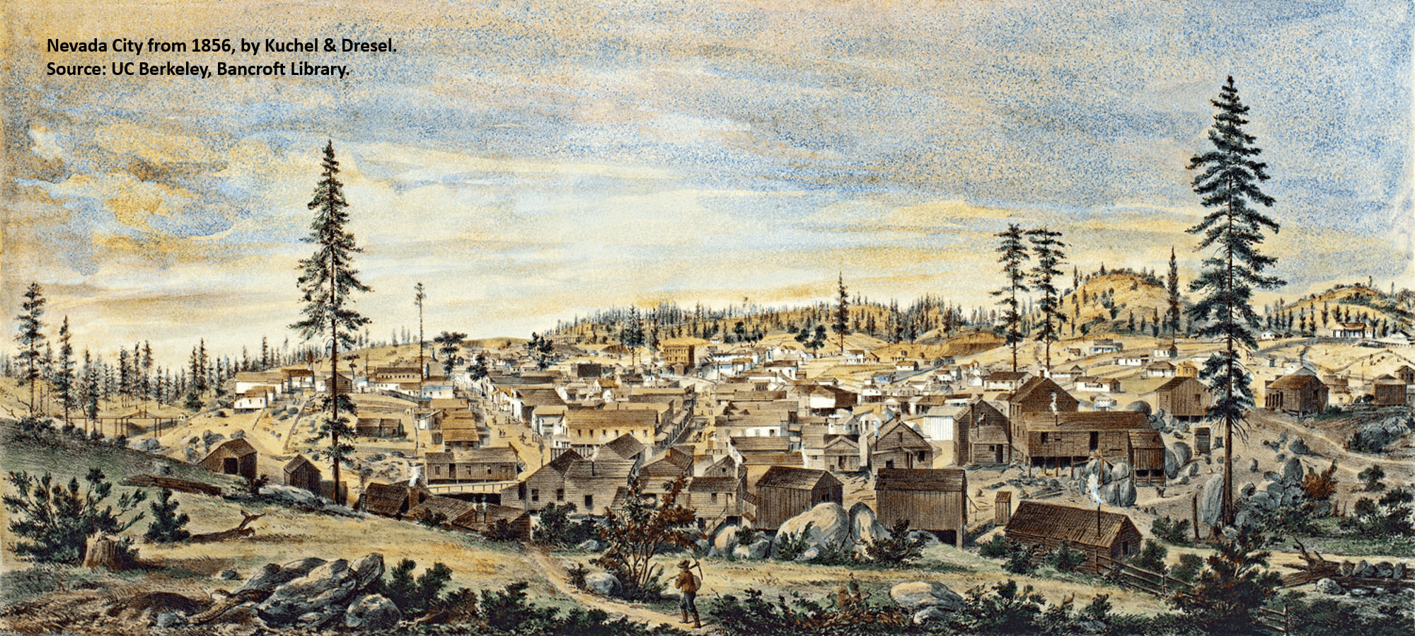 Imagen nevada City en 1856 - Kuchel &amp; Dresel - UC Berkeley, Bancroft Library