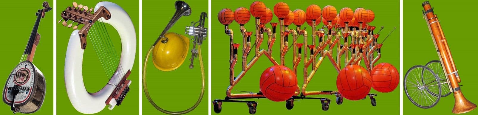 Instrumentos de Les Luthiers - Fotos de la página www.lesluthiers.es de Patrick McKleinschuss