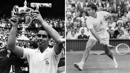 Manolo Santana ganador de Wimbledon en 1966 con Slazenger Challenge nº1
