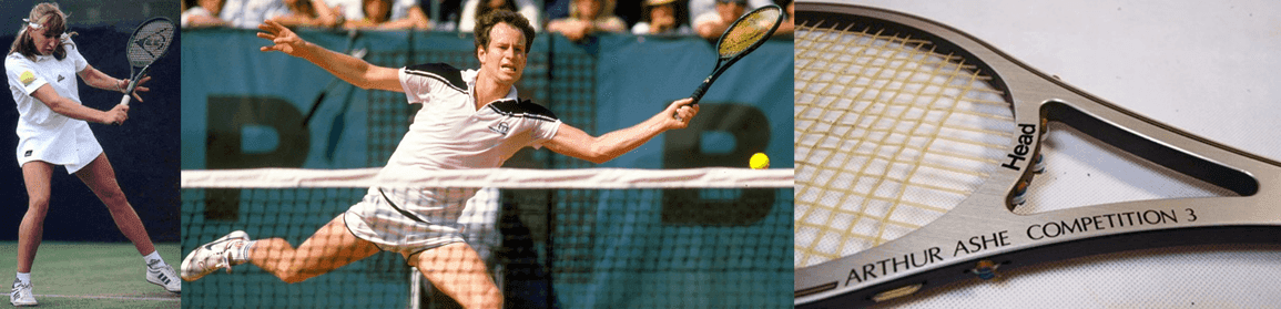 Steffi Graff y John McEnroe con Dunlop Biomimetic Max 200G y Head Arthur Ashe grafito