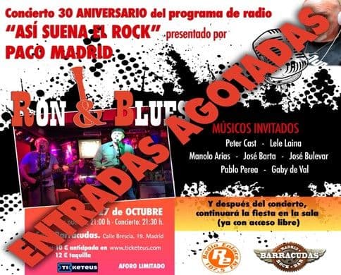 Cartel del concierto 30 Aniversario del programa de radio "Así suena el Rock"