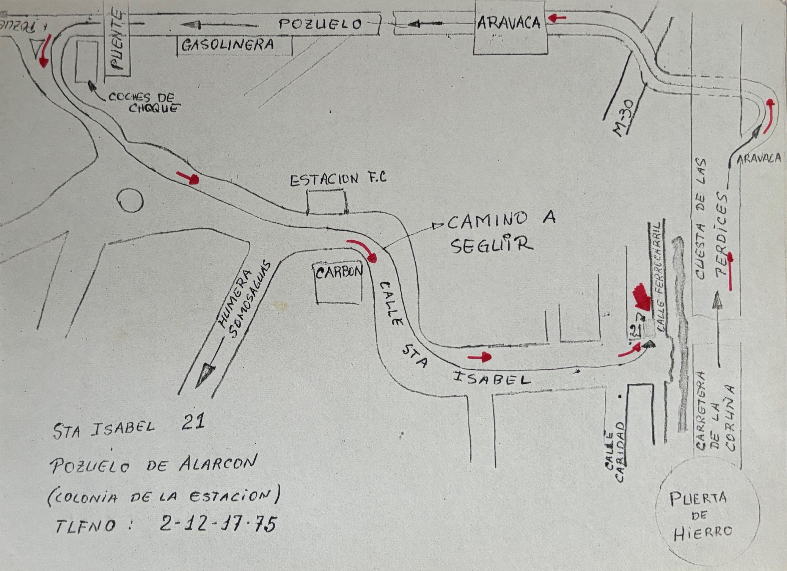 Indicaciones de llegada a ubicación para grabación de exteriores en Pozuelo de Alarcón