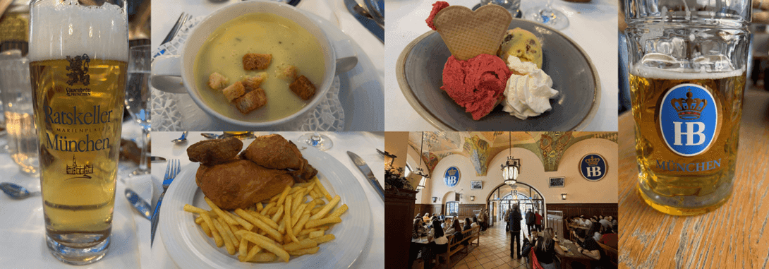 Comida en Ratskeller y visita a cervecería Hofbrauhaus